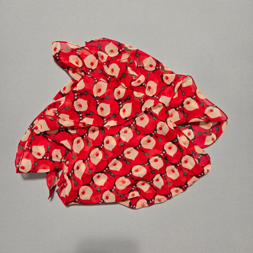 Holiday Santa Claus‎ Face Scarf Red 10x63 Long Christmas Novelty Sheer Polyester